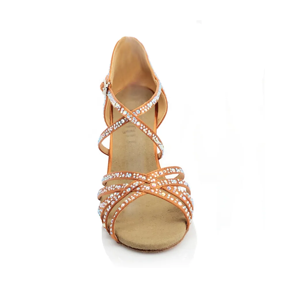 Christalina - Rhinestone Performance Latin Dance Shoes (Suede Sole)