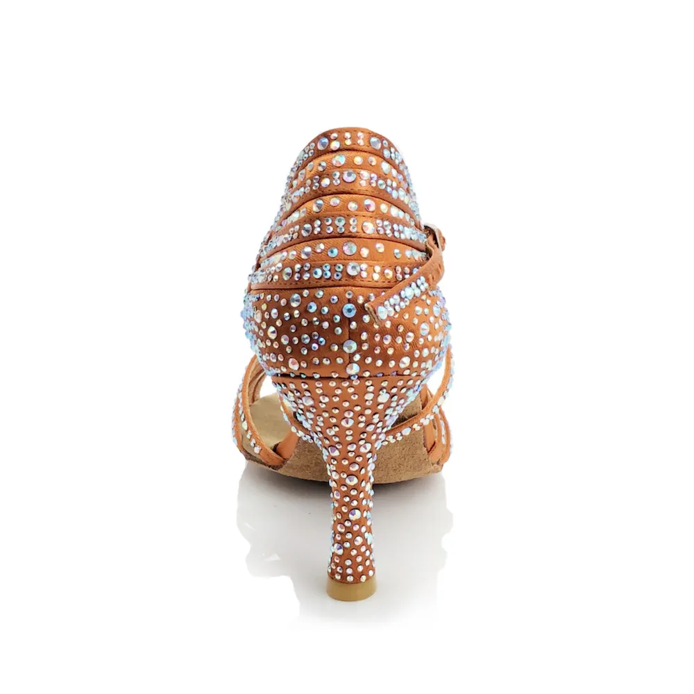 Christalina - Rhinestone Performance Latin Dance Shoes (Suede Sole)