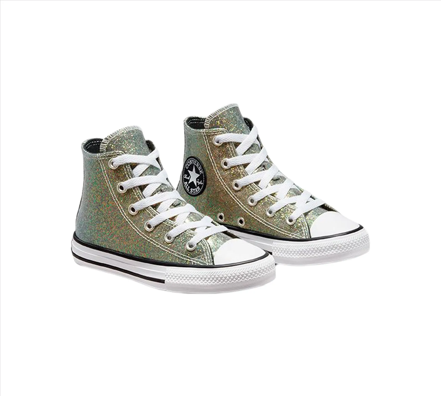 Converse Women's Junior Winter Glitter Chuck Taylor All Star 672097C Shoes Gold UK 10-5.5