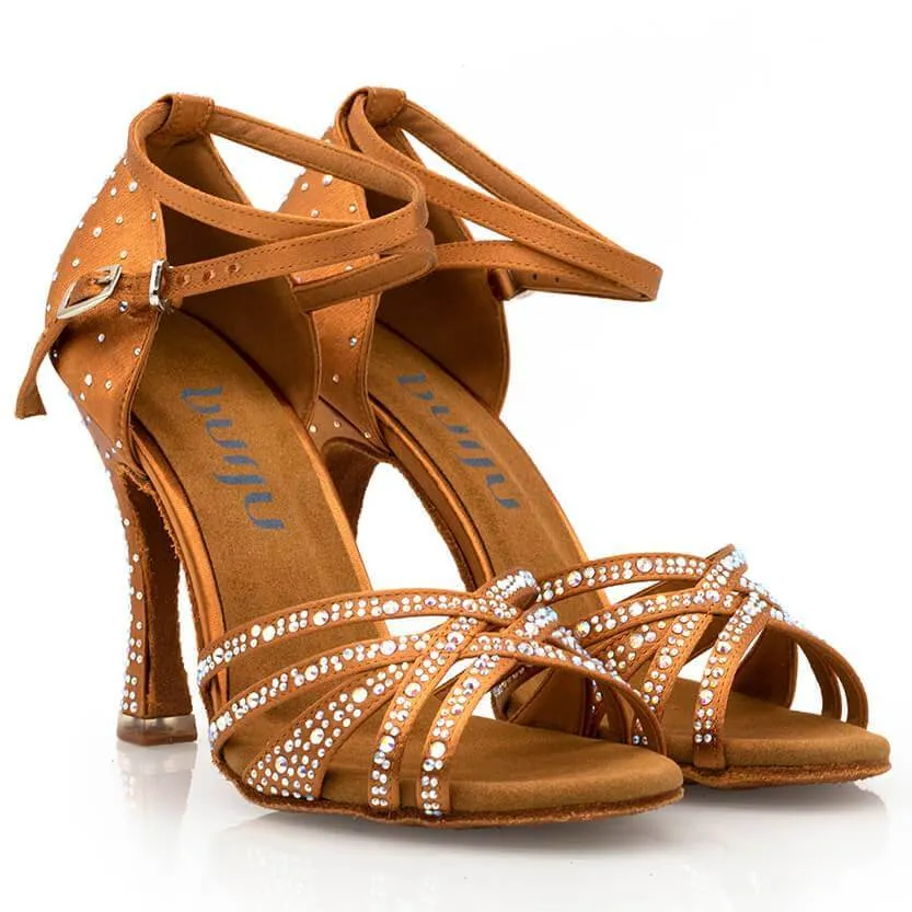 Deloro - Rhinestone Performance Latin Dance Shoes (Suede Sole)