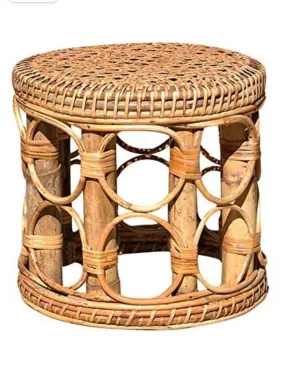 Indoor Rattan Plant Stands, Modern Boho Wicker Side Table for Gardening, Interior Decoration, Living Room, Entrance and Any Other Places, Natural