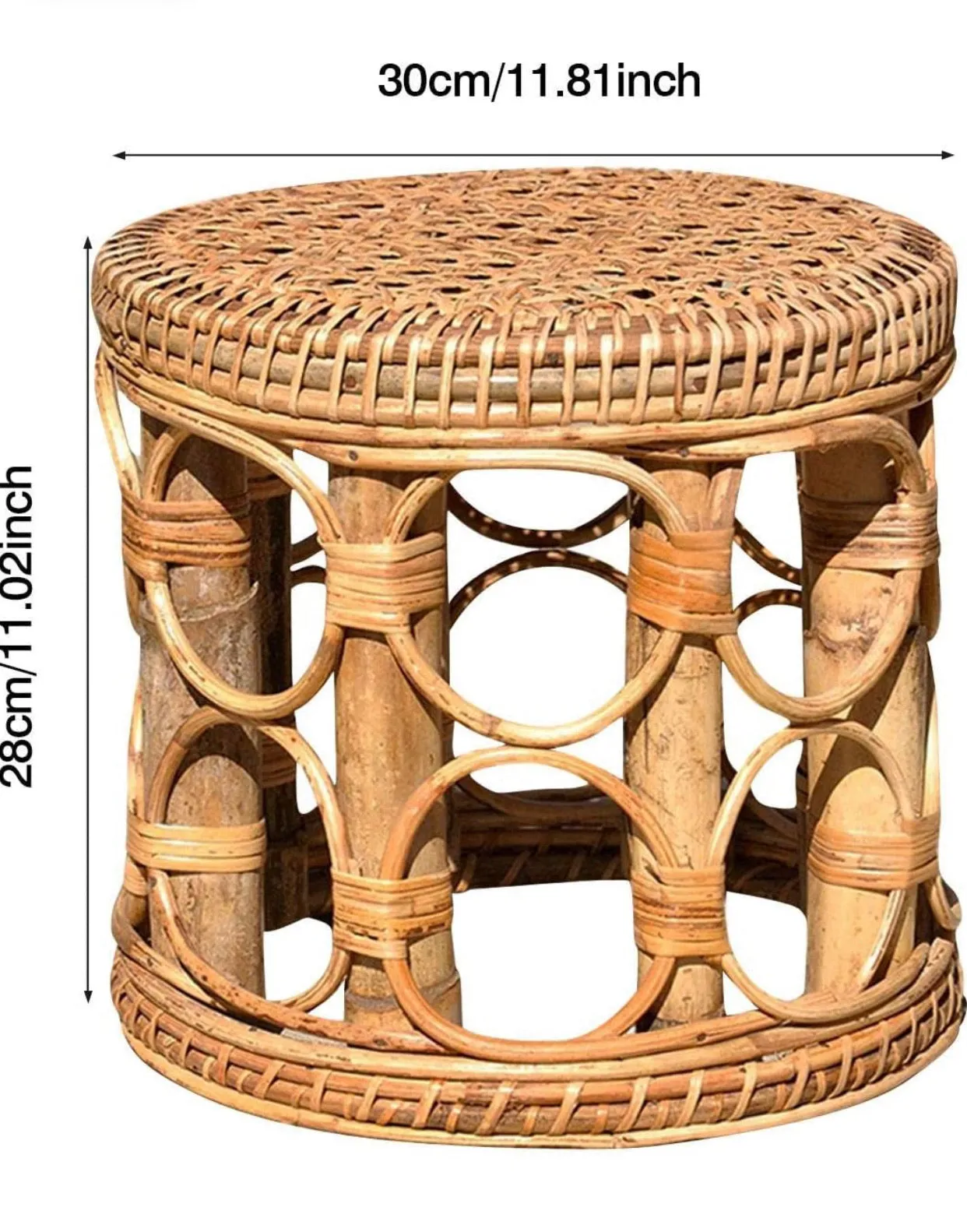 Indoor Rattan Plant Stands, Modern Boho Wicker Side Table for Gardening, Interior Decoration, Living Room, Entrance and Any Other Places, Natural