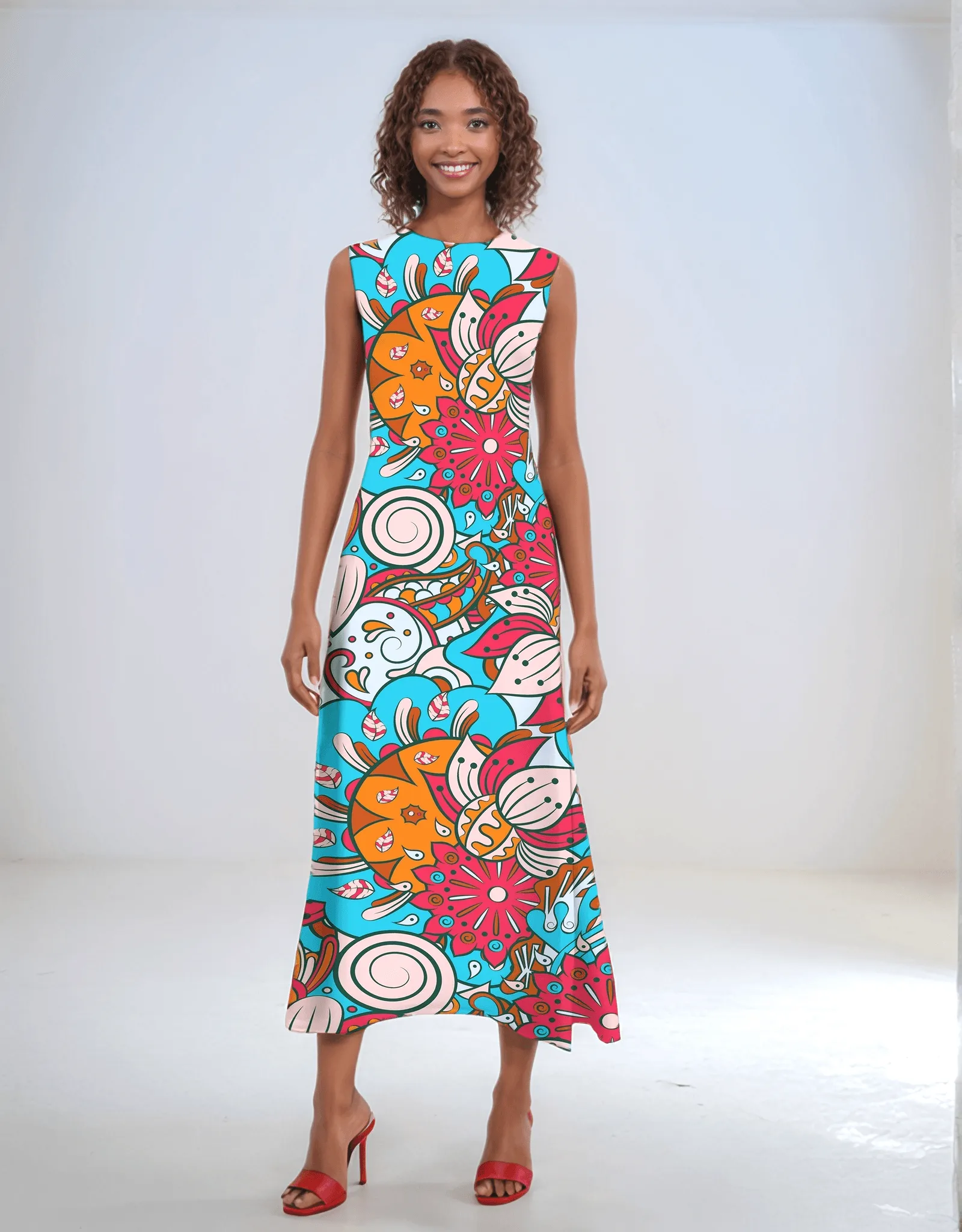 Inia Sleeveless High Neck Maxi Dress