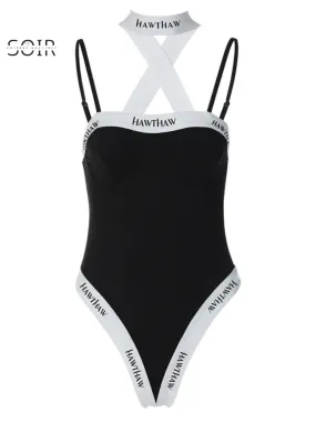 Monochrome Mirage Dual-Wear Halter Bodysuit