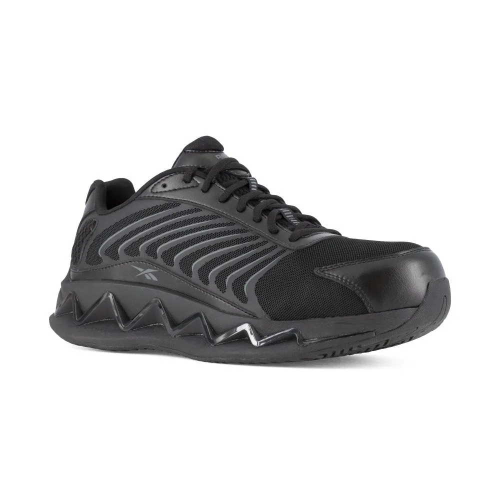 Reebok Men's Zig Elusion Heritage Low Cut Work Sneaker Composite Toe Rb3220 In Black