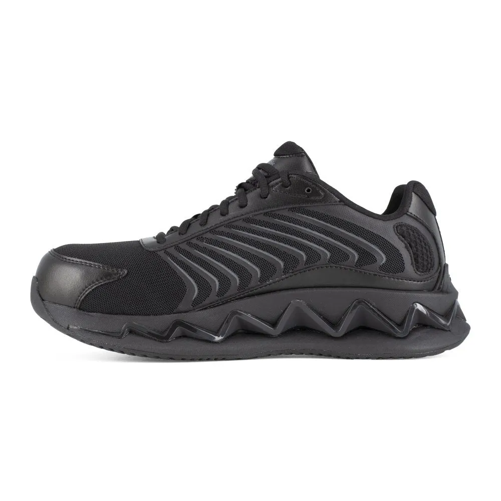 Reebok Men's Zig Elusion Heritage Low Cut Work Sneaker Composite Toe Rb3220 In Black