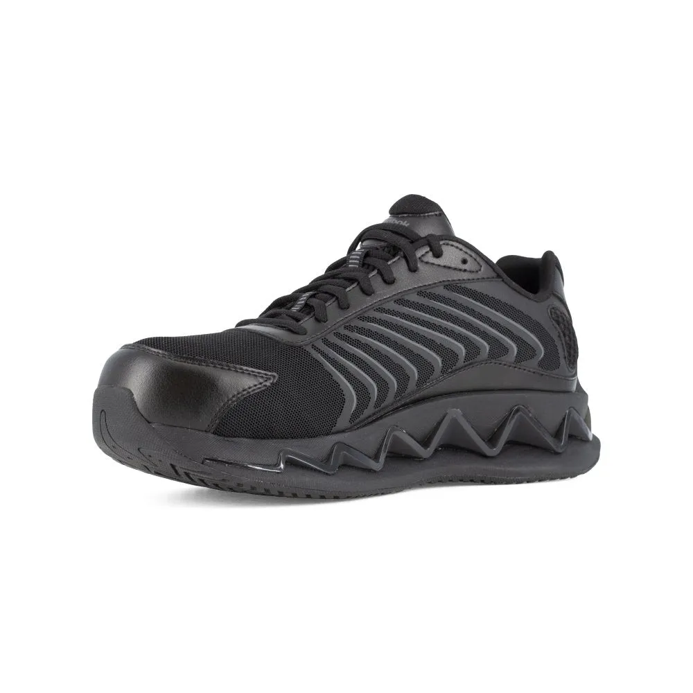 Reebok Men's Zig Elusion Heritage Low Cut Work Sneaker Composite Toe Rb3220 In Black