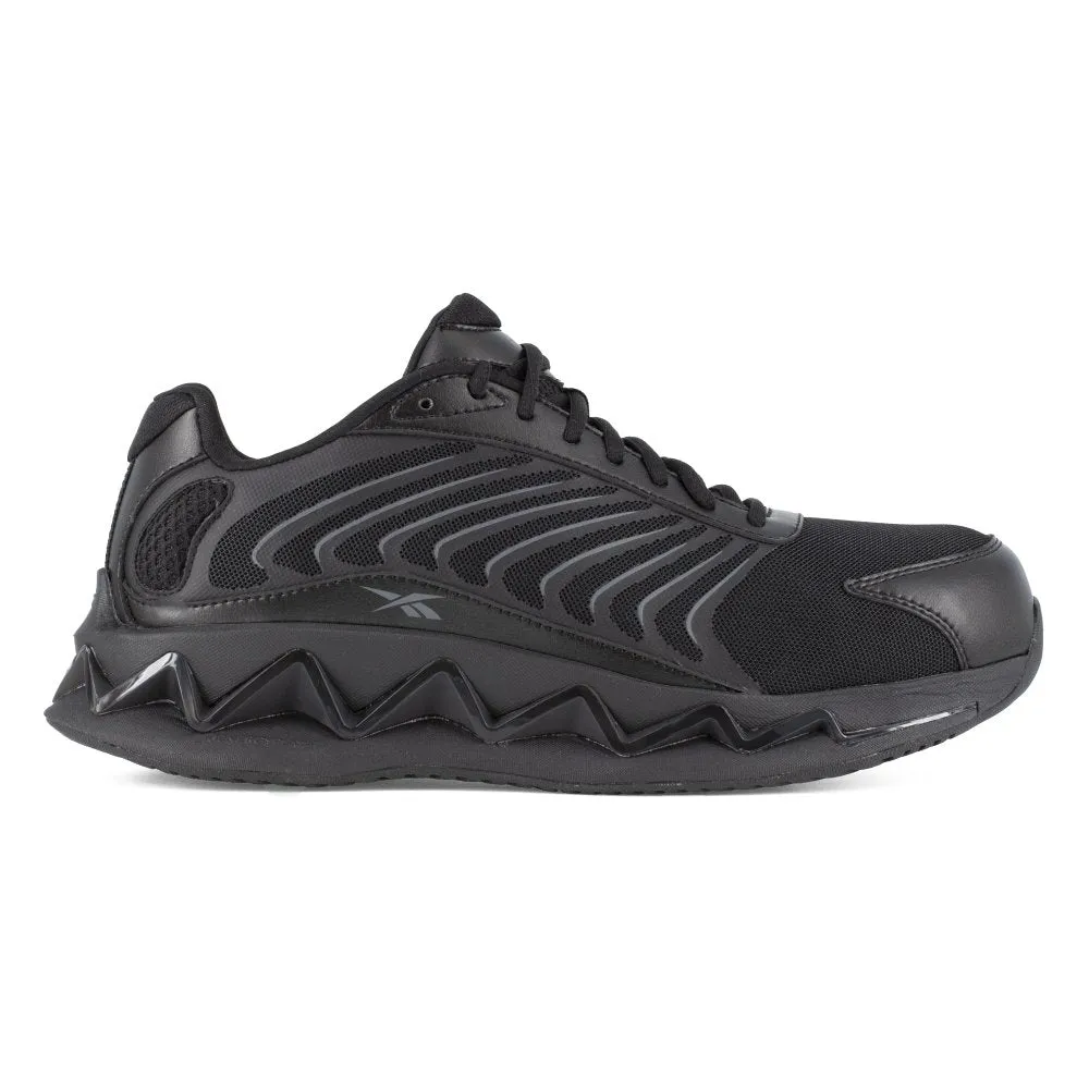 Reebok Men's Zig Elusion Heritage Low Cut Work Sneaker Composite Toe Rb3220 In Black