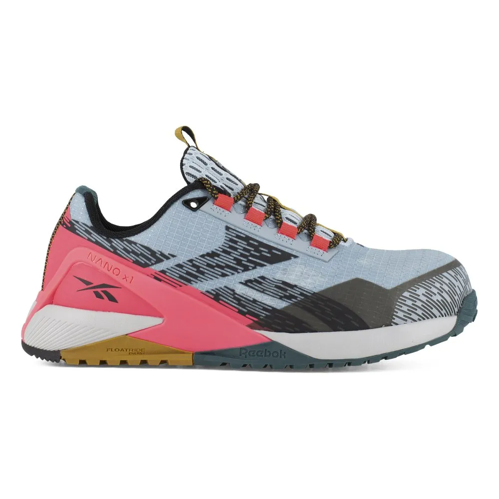 Reebok Nano X1 Adventure Athletic Work Shoe Women's Composite Toe Rb382 In Slate Blue And Salmon