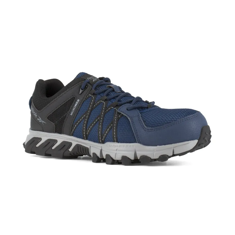 Reebok Trailgrip Athletic Work Shoe Men's Composite Toe Rb3403 In Navy, Black And Grey