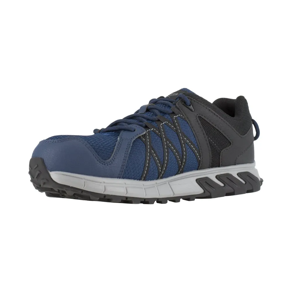 Reebok Trailgrip Athletic Work Shoe Men's Composite Toe Rb3403 In Navy, Black And Grey