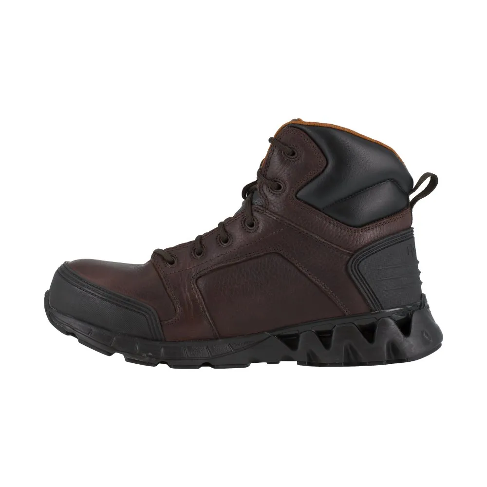 Reebok Zigkick 6" Athletic Work Boot Men's Composite Toe Rb7005 In Dark Brown
