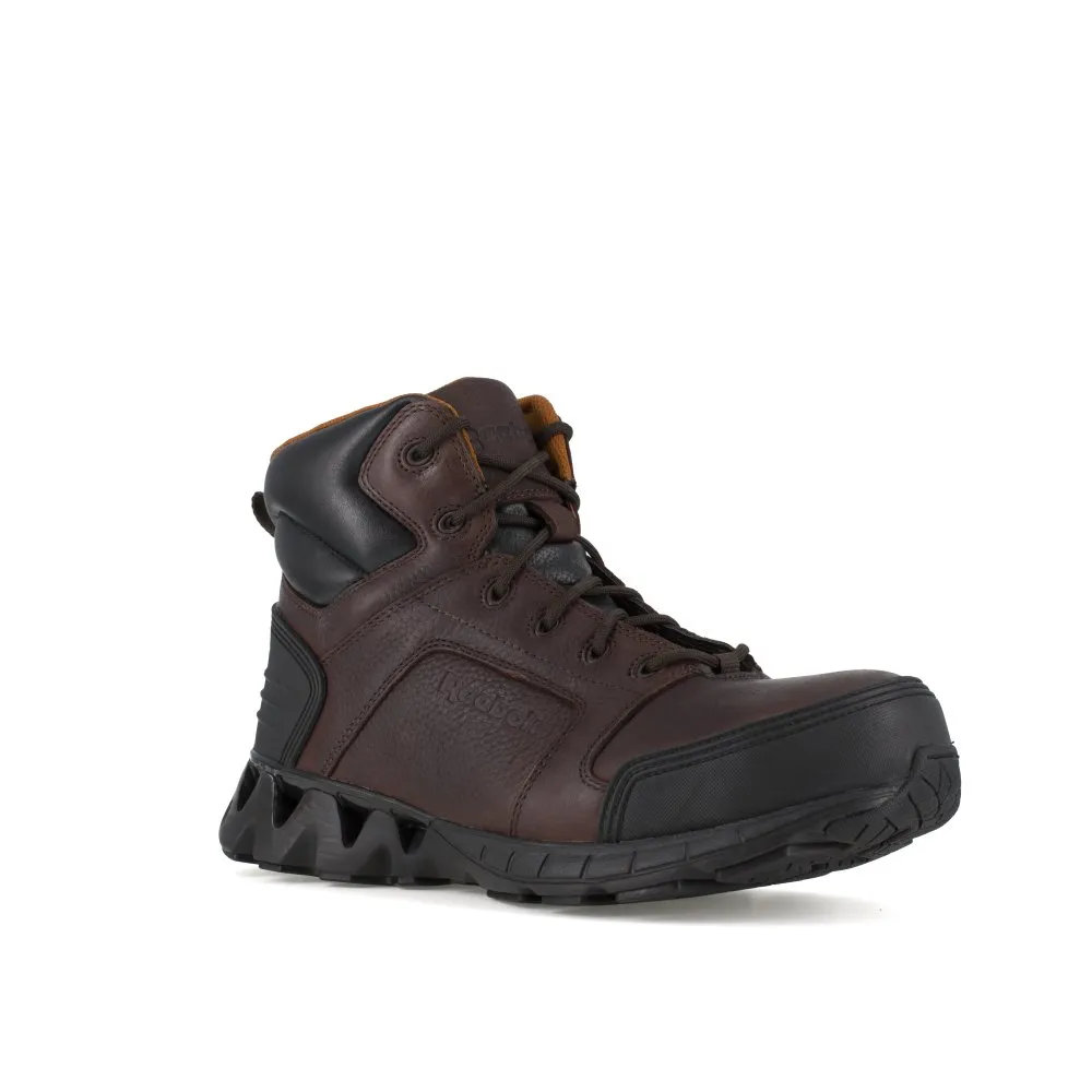 Reebok Zigkick 6" Athletic Work Boot Men's Composite Toe Rb7005 In Dark Brown