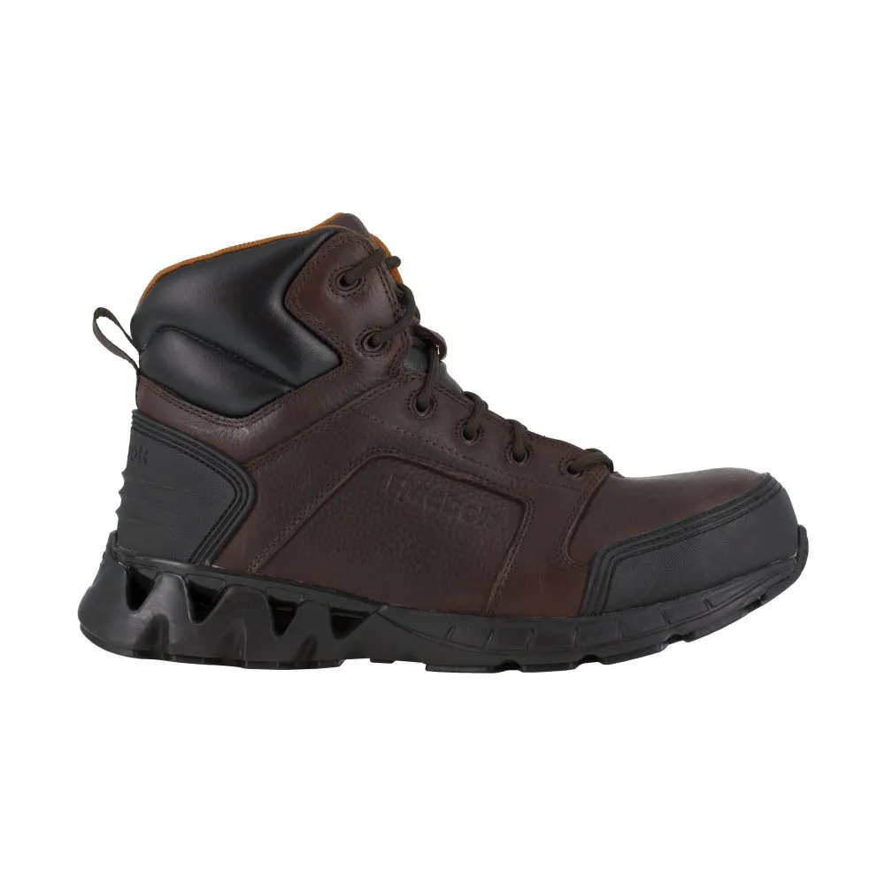 Reebok Zigkick 6" Athletic Work Boot Men's Composite Toe Rb7005 In Dark Brown