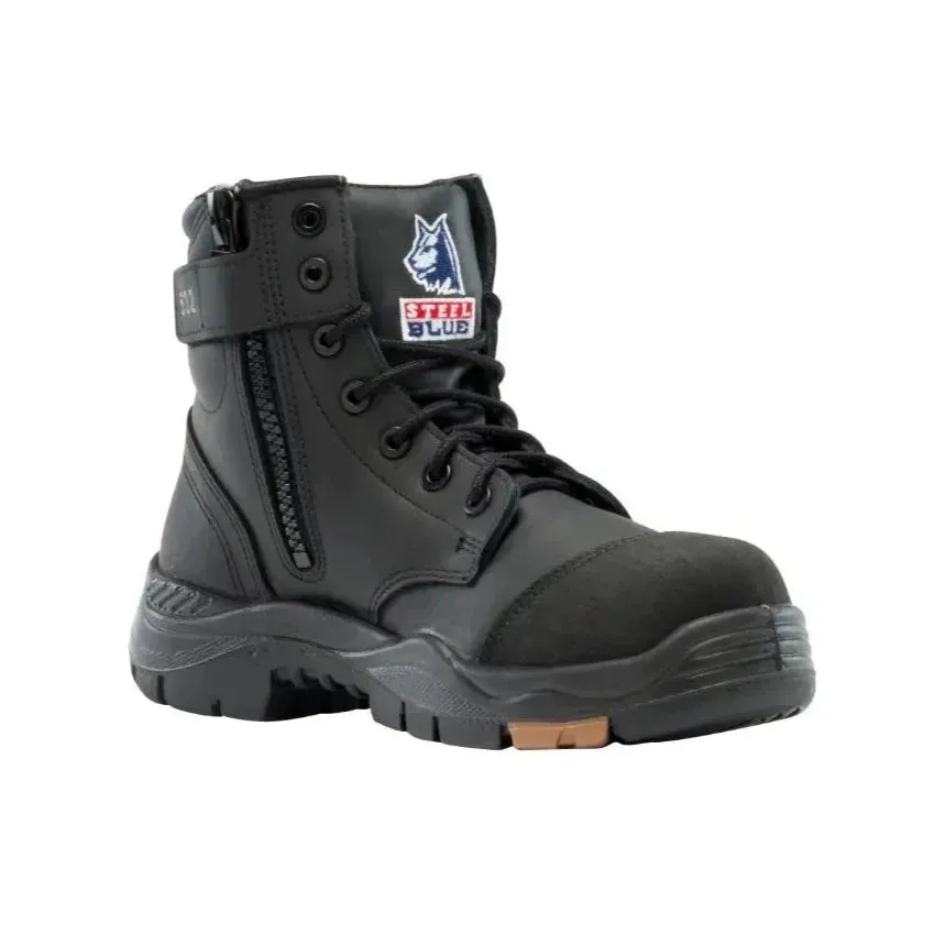 Steel Blue Black Argyle Zip Sided Lace Up Composite Toe Cap Safety Boot With Scuff Cap (317532) (Pre-Order)