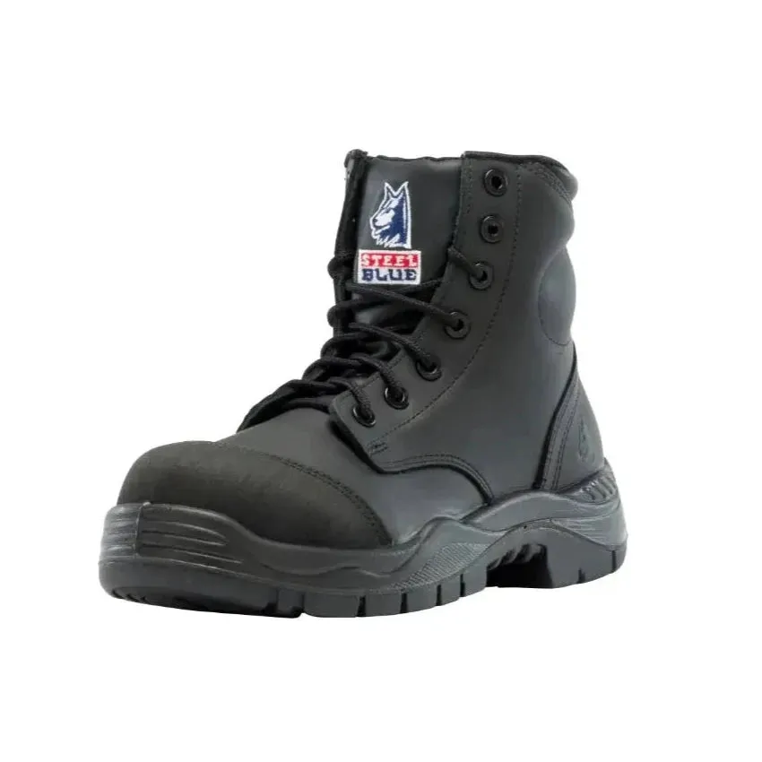 Steel Blue Black Argyle Zip Sided Lace Up Composite Toe Cap Safety Boot With Scuff Cap (317532) (Pre-Order)