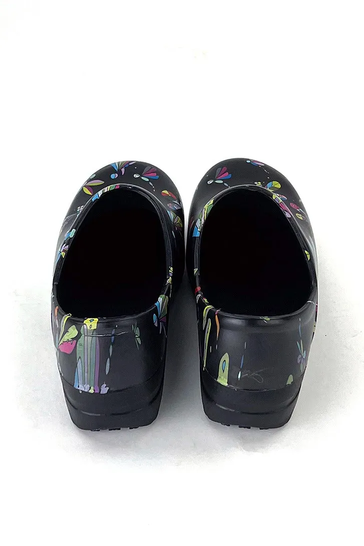 StepZ Women's Slip Resistant Nurse Clogs | Jeweled Dragonflies
