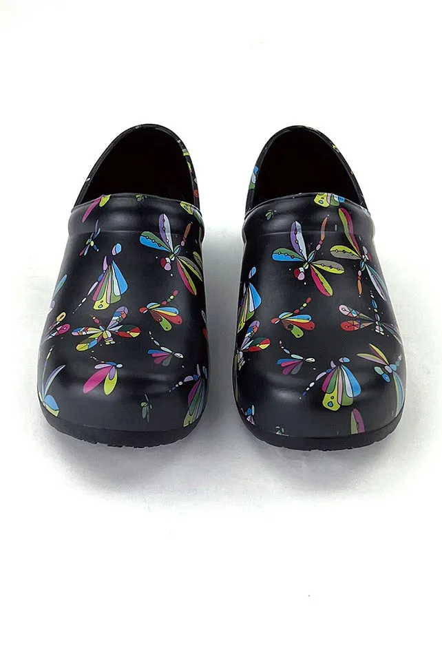 StepZ Women's Slip Resistant Nurse Clogs | Jeweled Dragonflies