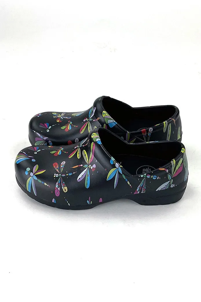 StepZ Women's Slip Resistant Nurse Clogs | Jeweled Dragonflies