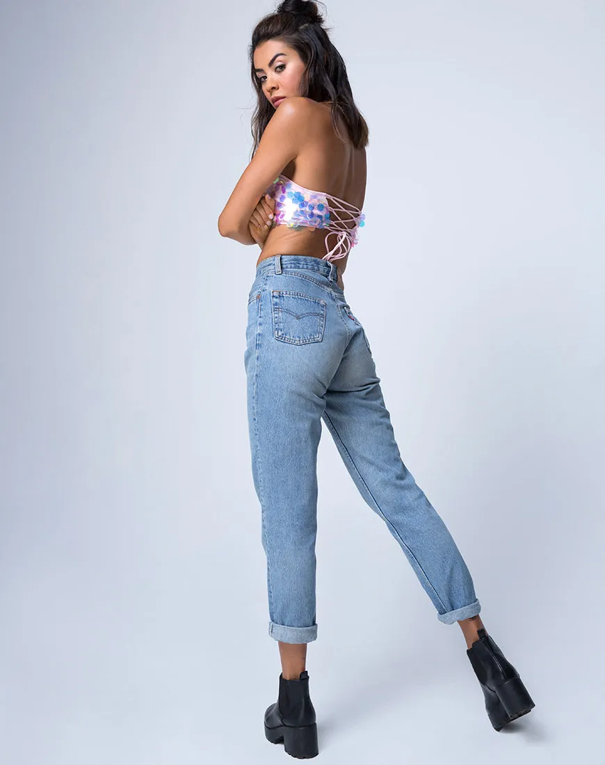 Tube Top in Unicorn Disc Sequin