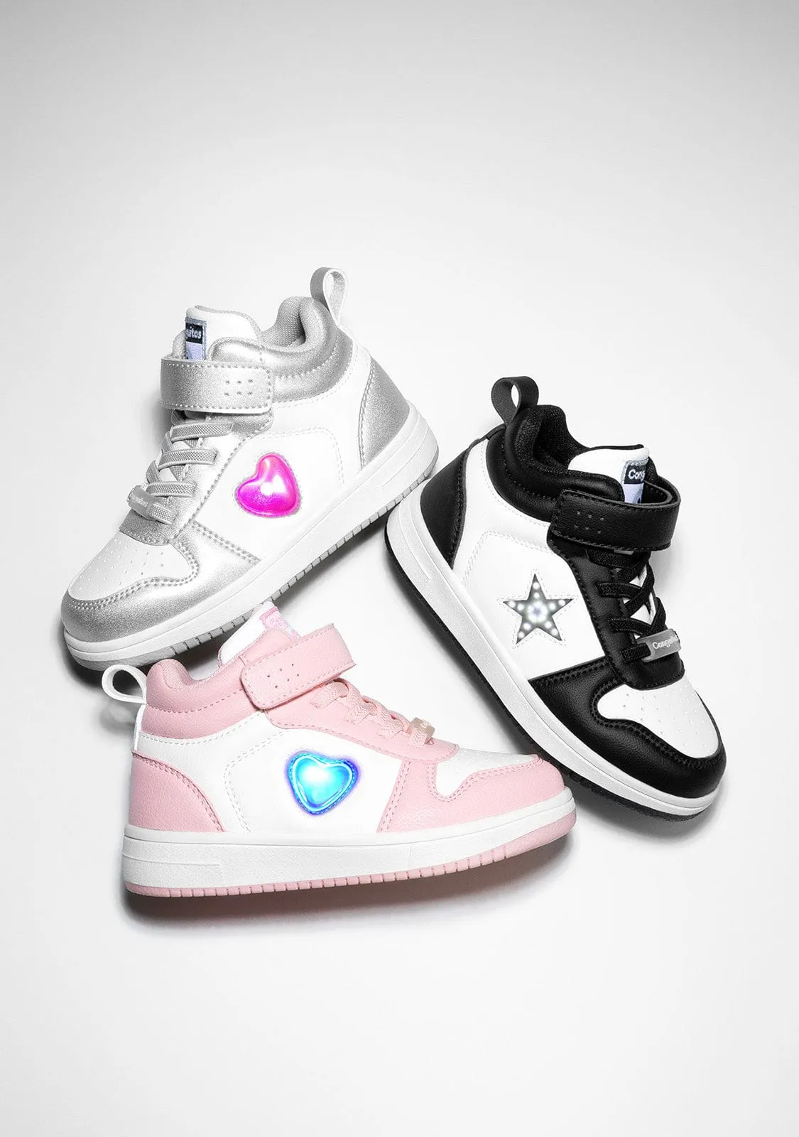 Unisex Black White With Lights Hi-Top Sneakers Napa